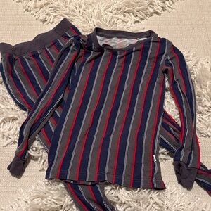 Little Sleepies Striped Pajama Set in Navy and Red